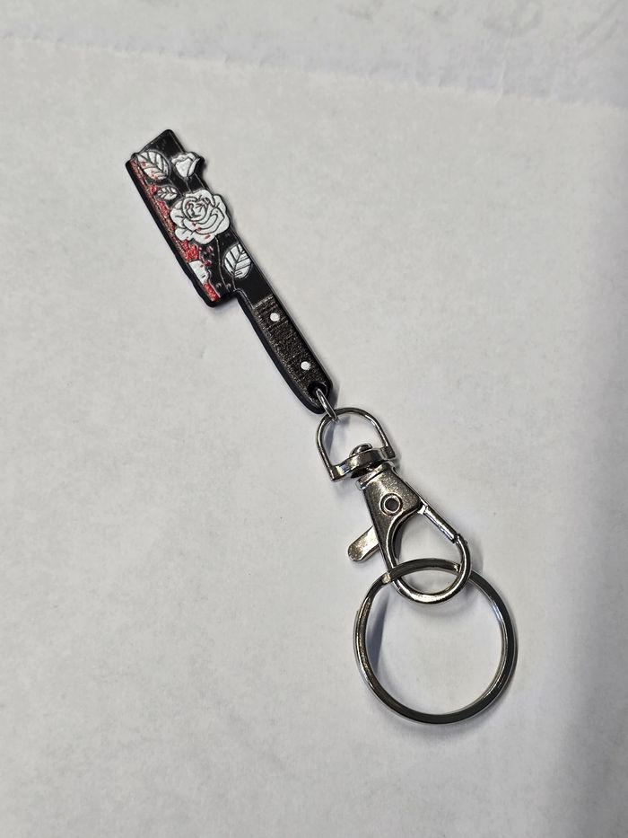 Porte clés couteau avec fleurs - photo numéro 2