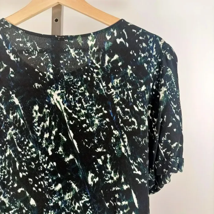 Robe fluide IKKS noire imprimé abstrait taille 40 manches courtes A510 - photo numéro 5