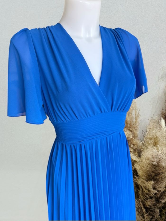 Superbe robe longue plissée femme TU 36/40 bleu roi - photo numéro 3