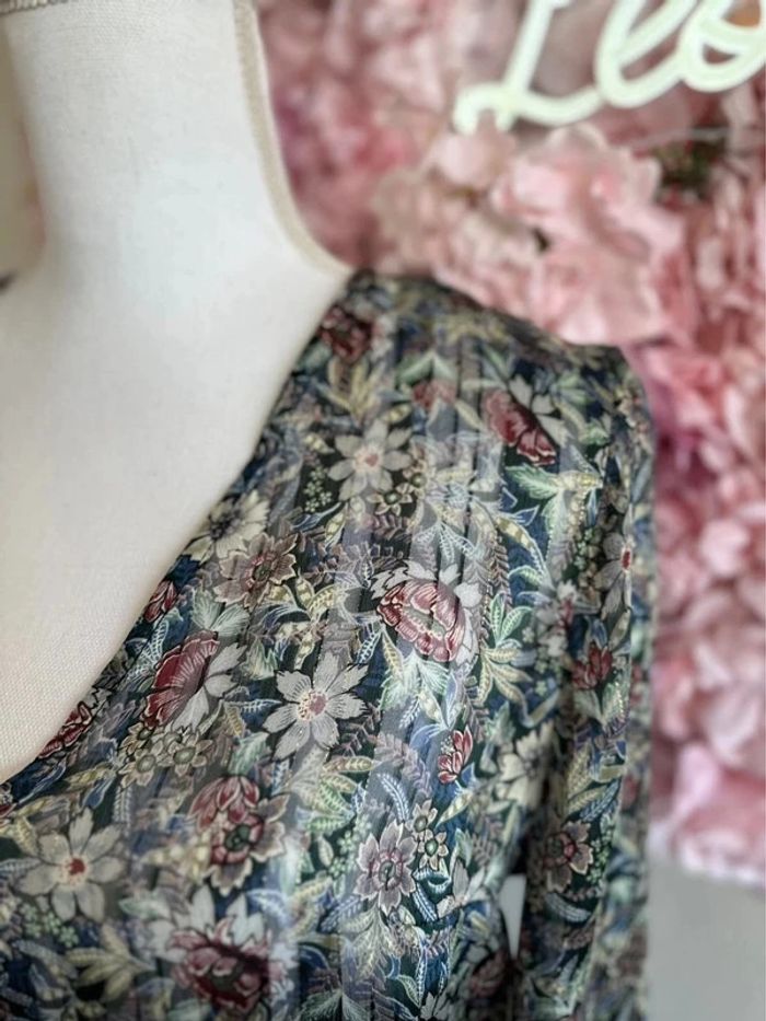 Robe longue en voile imprimé fleuri et lurex, taille 38 - IKKS - photo numéro 4