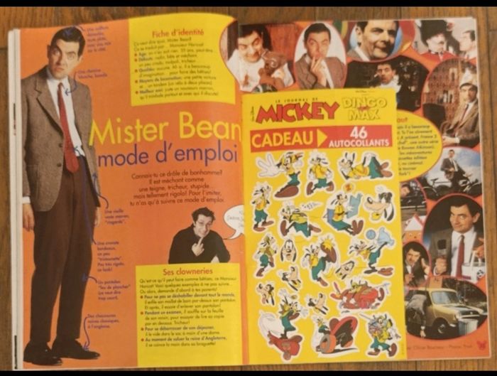 Ancien journal de mickey avec cadeau autocollants Dingo max N°2328 de 1997 vintage