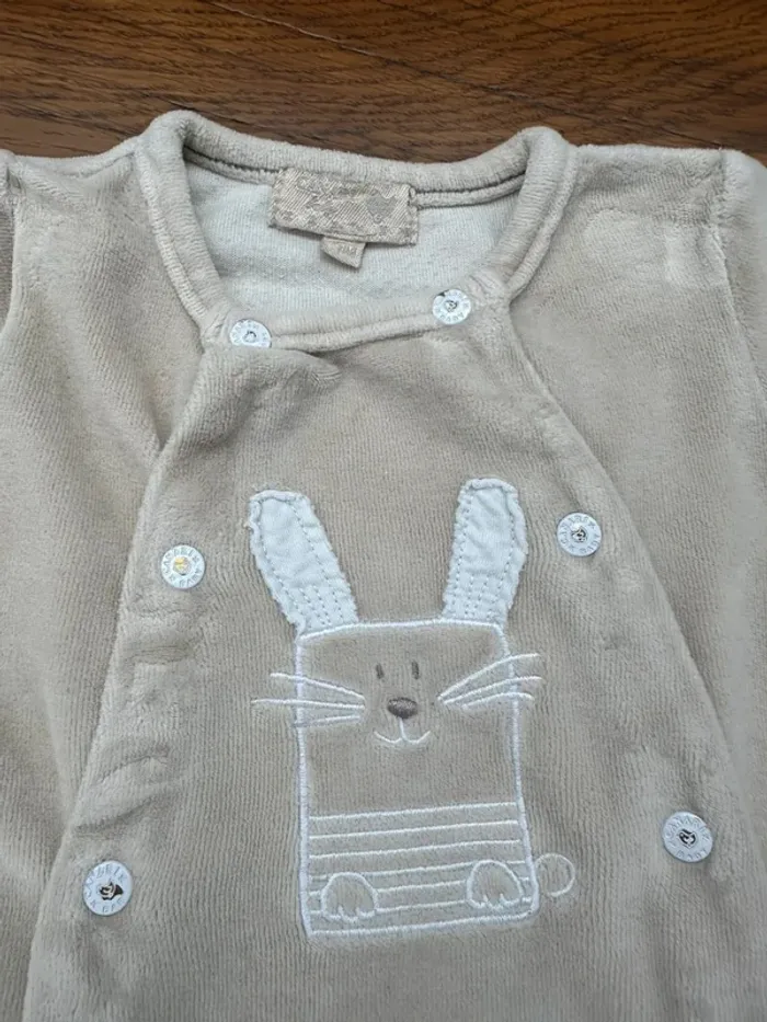 Pyjama beige 3 mois lapin Canari baby - photo numéro 3