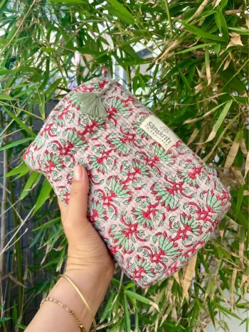 Trousse imperméable grande taille. De toilette ou à maquillage. Motif indien
