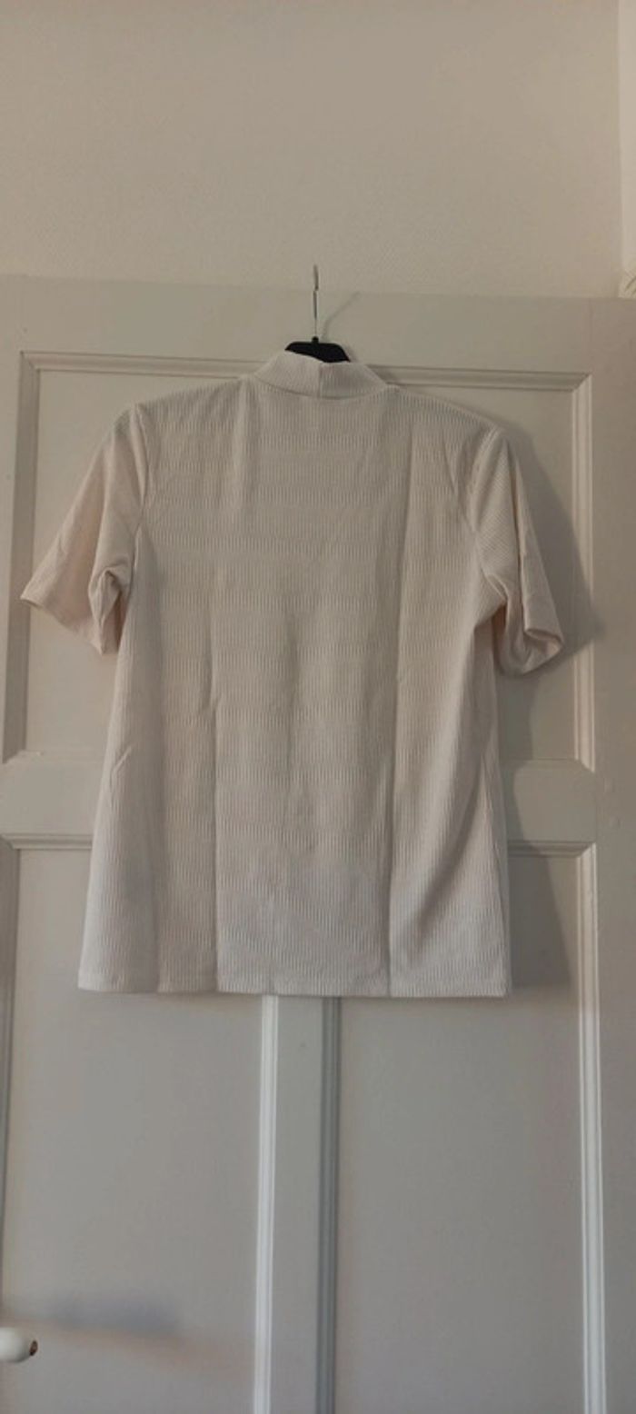 T-shirt H&M côtelé basics blanc 38 - photo numéro 2