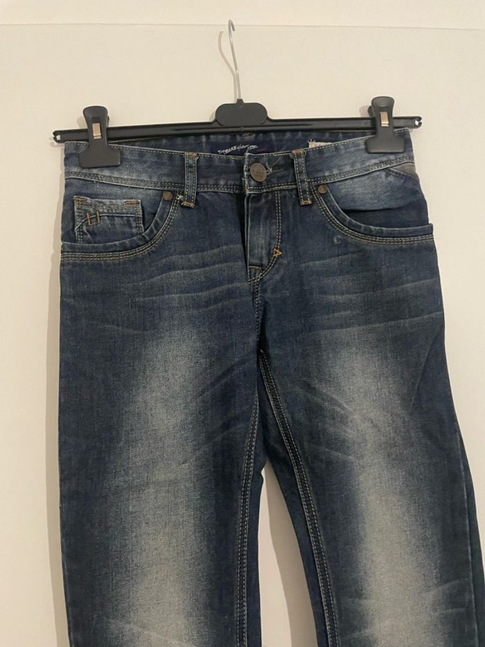 Jean taille haute coupe slim bleu foncé effet délavé Terance Kole taille 14 ans - photo numéro 2