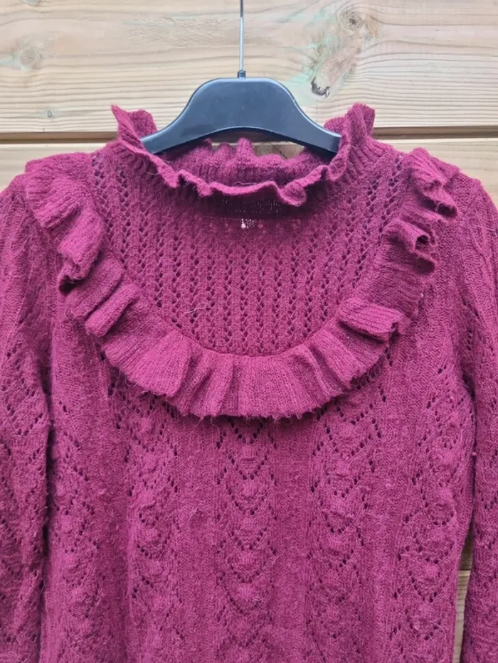 Pull bordeaux avec laine et alpaga taille S - photo numéro 2