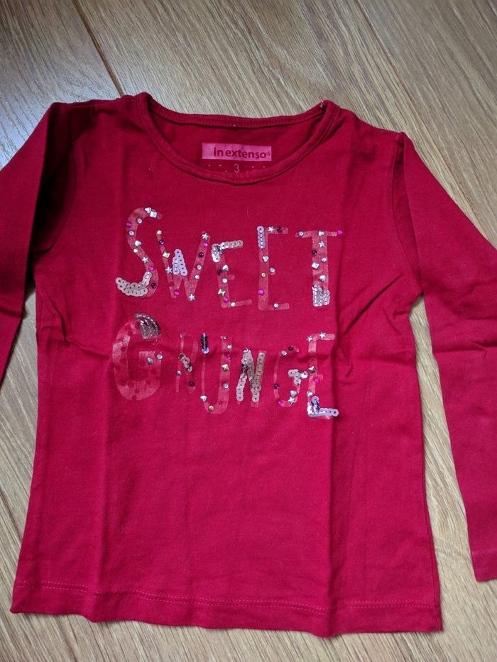 T-shirt manches longues rouge In Extenso - 3 ans - photo numéro 2