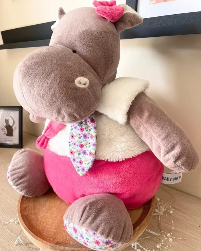 Peluche et range pyjama 2 en 1 Zoé l'hippopotame - Baby Nat' - photo numéro 3