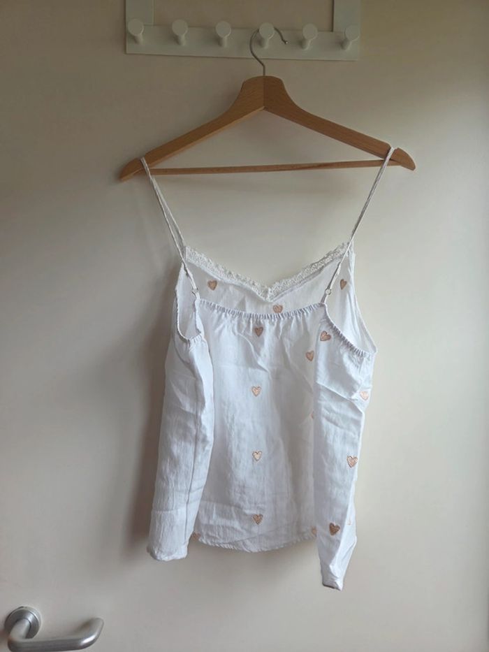 Débardeur blanc à coeurs dorés - Melya Melody paris taille L - photo numéro 5