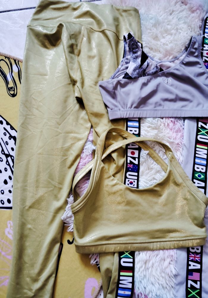 Ensemble zumba s or argent fitness danse brillant - photo numéro 6