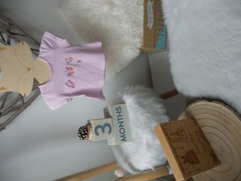 Jolie t shirt été manche courte rose poudre papillon catimini bébé fille 3 mois 60cm