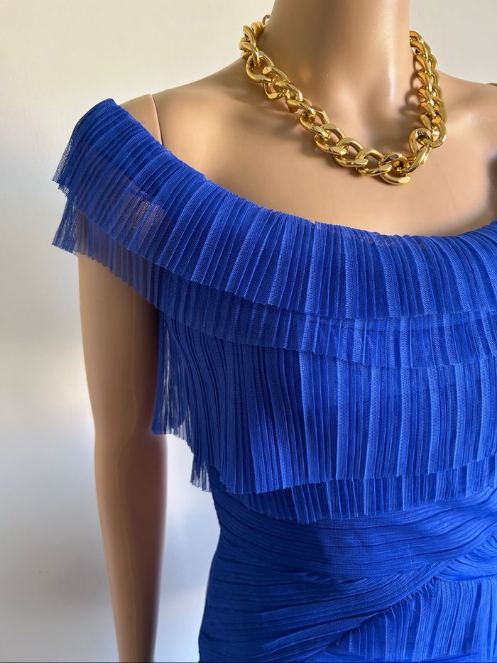Robe bleue neuve avec volants Morgan taille S (valeur 85€) fermeture cassée - photo numéro 4
