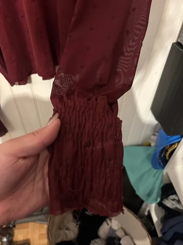 Haut Zara Bordeaux transparent - photo numéro 4