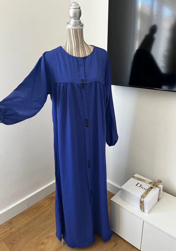 Abaya bleu boutonnée - photo numéro 2