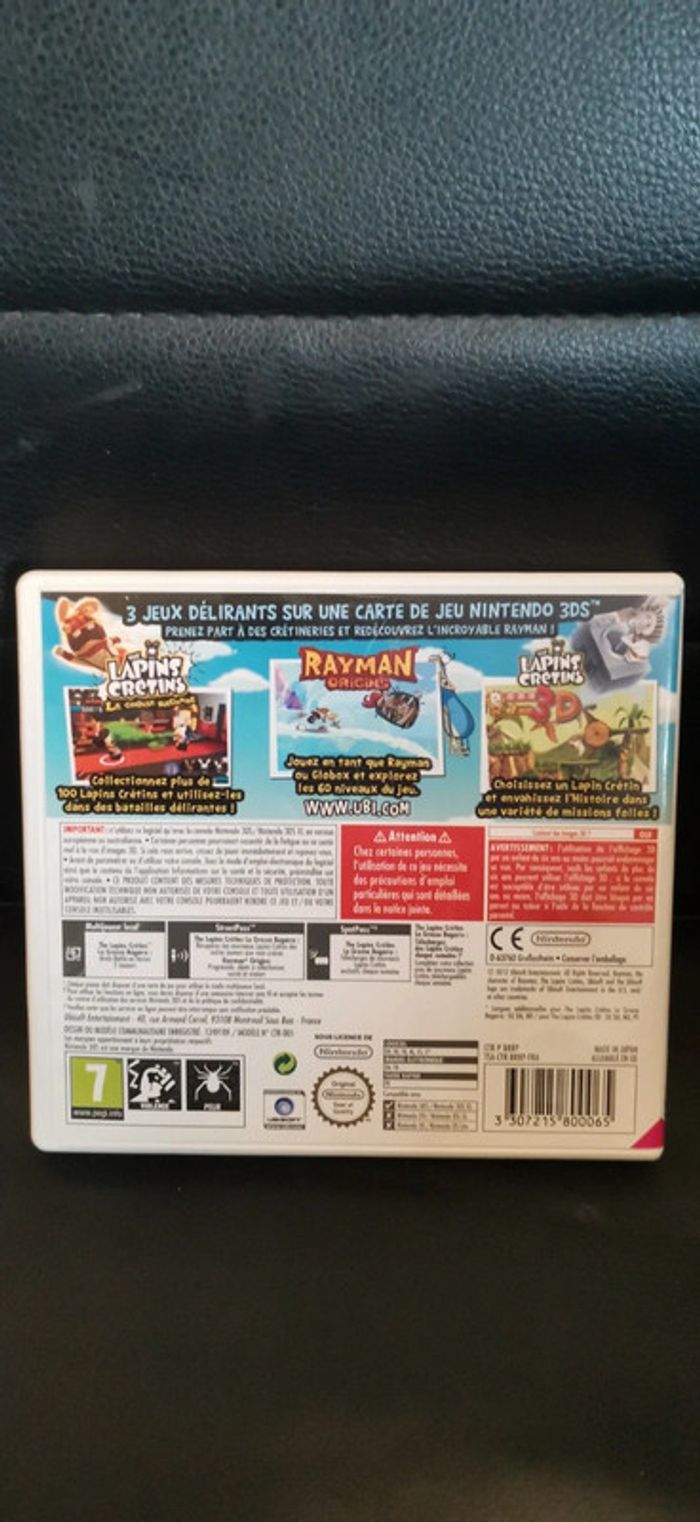 Jeu Nintendo 3ds cartouche 3en1 Rayman +lapins cretins - photo numéro 3