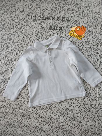 Polo manches longues blanc Orchestra 3 ans / 98 cm – très bon état