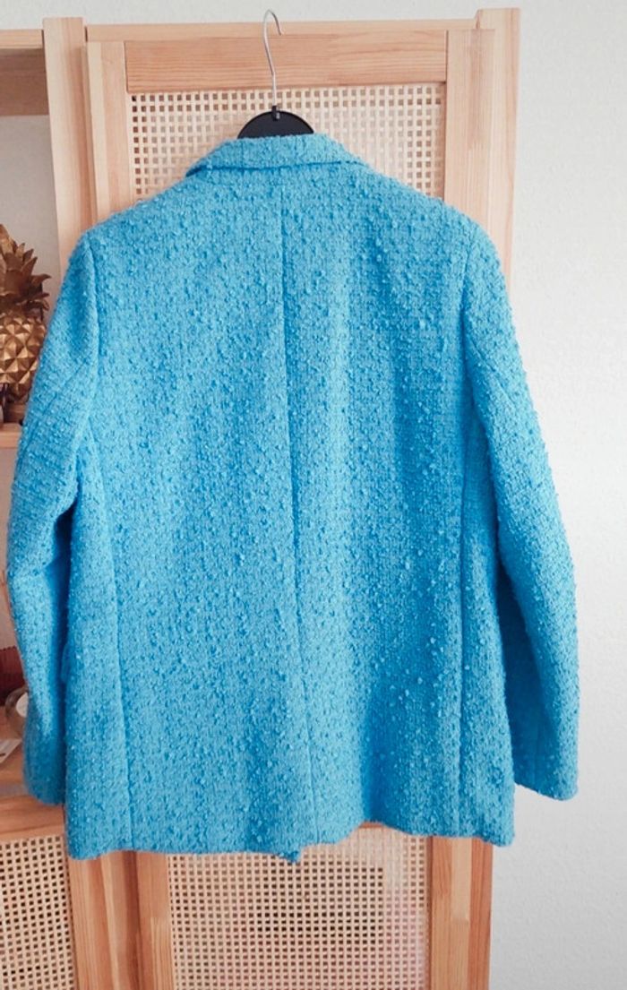 Blazer veste tweed bleu H&M taille S - photo numéro 2