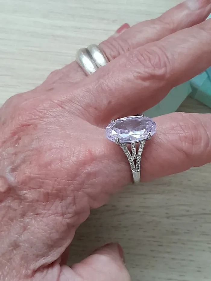 Bague style classique, ovale 4 griffes, grande pierre, strass taille 60 - photo numéro 6