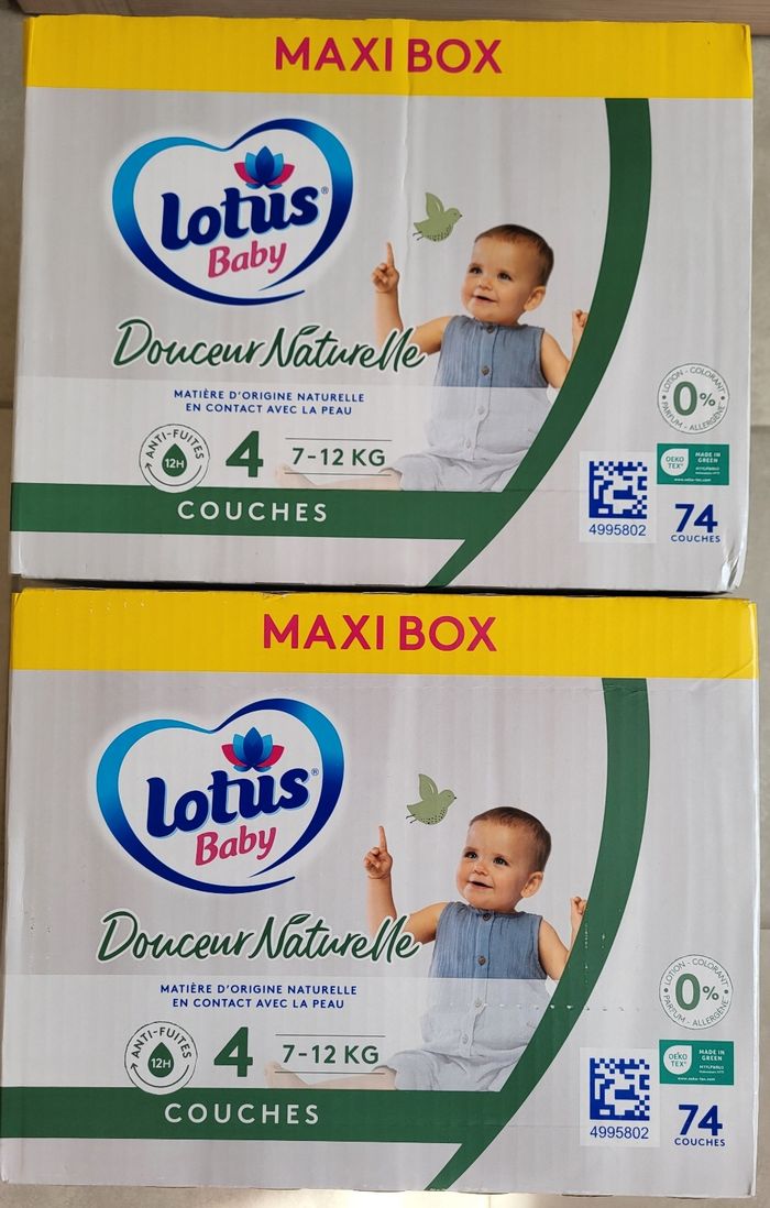 2 cartons de couches lotus taille 4