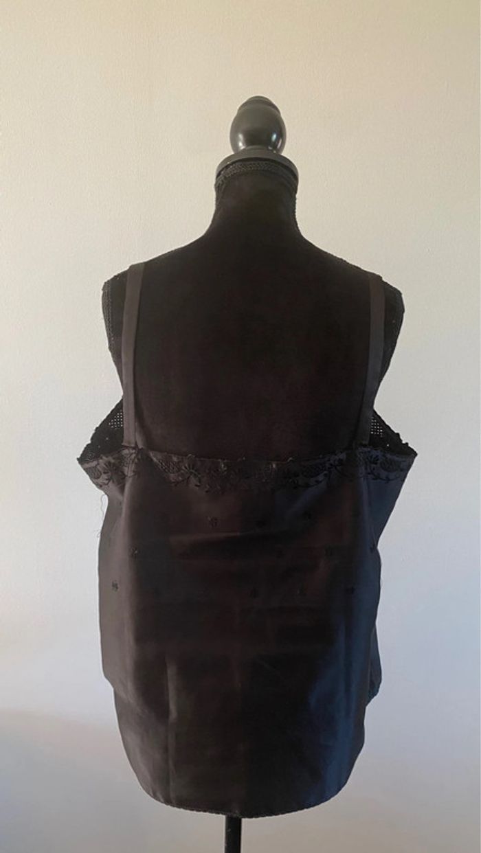 Top Caraco vintage noir avec broderies Créations Valdaran made in France taille M / L - photo numéro 4