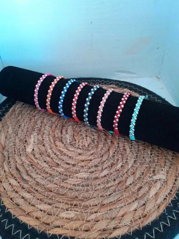 Bracelet  macramé  perles  argentées n°12