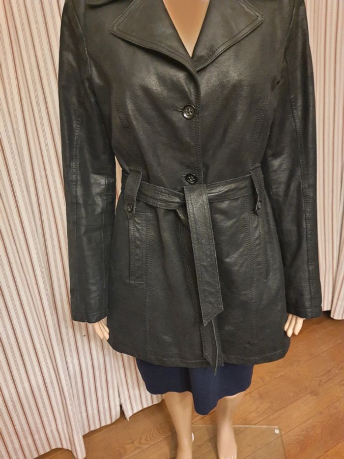 Veste longue cuir noir Authentic taille 40 - photo numéro 7