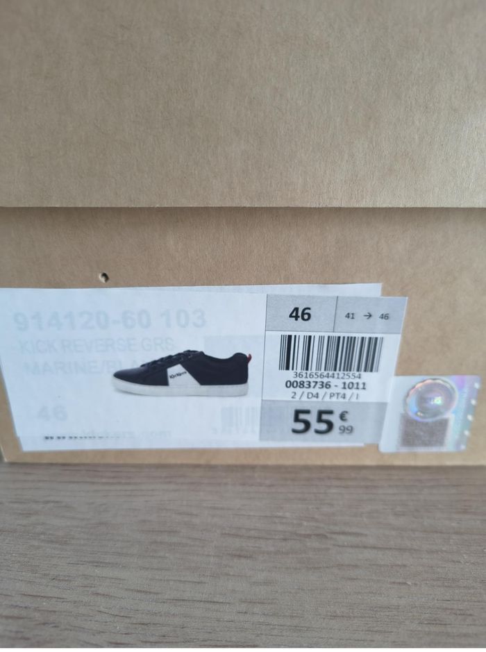 Chaussures baskets sneakers Kickers basse Homme noir blanche neuves taille 46 - photo numéro 3