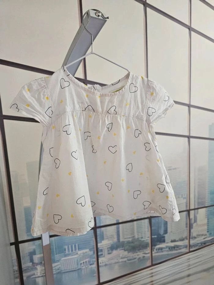 T-shirt léger style blouse motif cœur Vertbaudet taille 3 ans / 94 cm