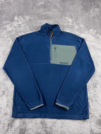 Pull de sport Polaire Timberland Zip Col Camionneur – Bleu Marine & Gris – Taille L