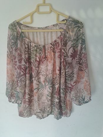Blouse floral tropical Beige Taille 44