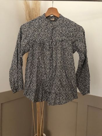 Chemise / blouse fleurie tons gris IKKS 10 ans