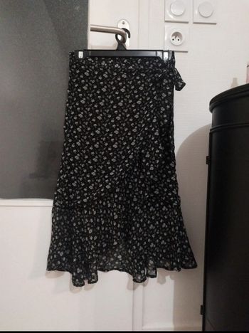 Jupe longue fleurie noir et blanc