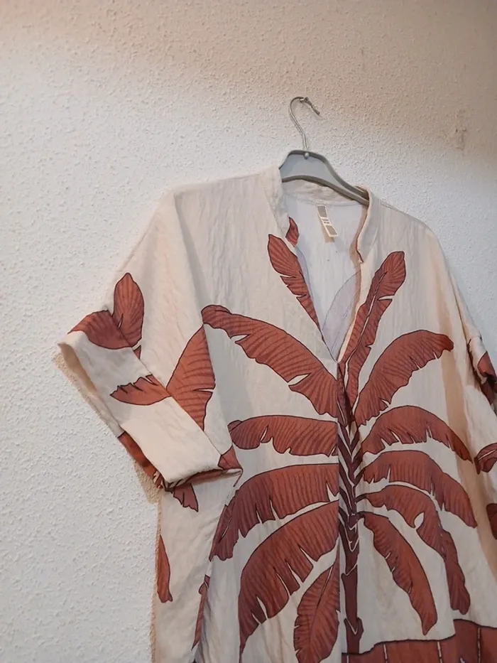 Blouse beige/rose fluide,légère taille unique - photo numéro 2