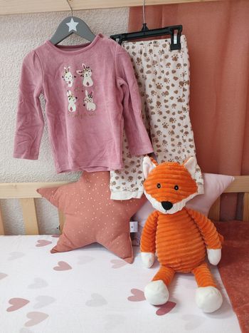 Pyjama 2 pièces Lapin - Vieux rose - 24 mois - Très bon état - In extenso