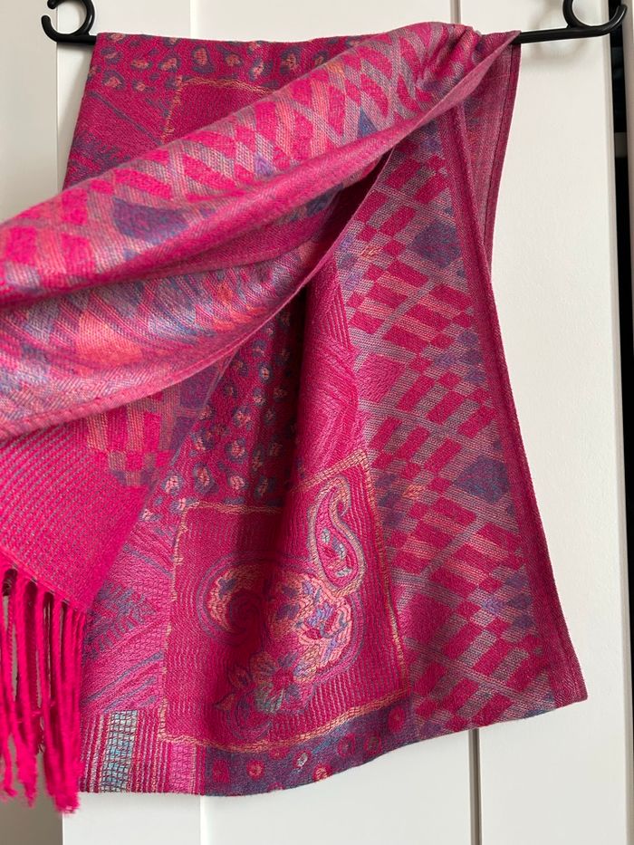 Voile / Écharpe rose à motifs Neuf Pashmina - photo numéro 6