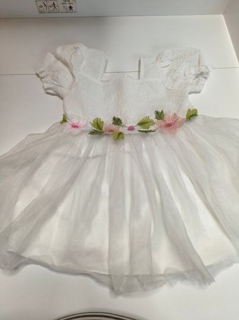 Robe blanche brodée fille 18 mois baptême cérémonie