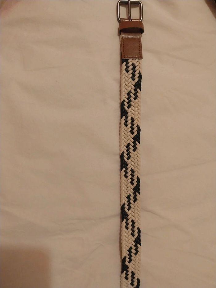 Ceinture enfant tresse bleu marine / beige - photo numéro 2