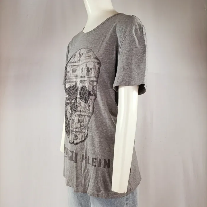 tshirt philipp plein vintage crâne gris coton L - photo numéro 2
