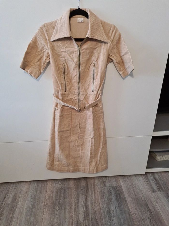 Robe vintage velours beige
