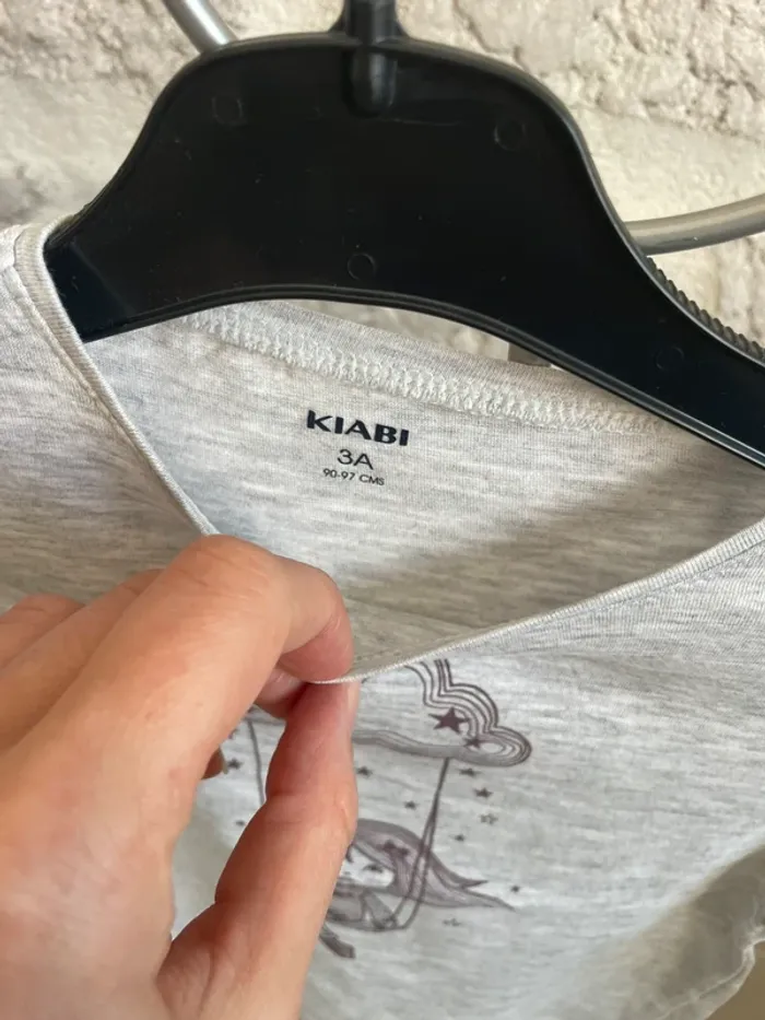 Tee shirt mi saison fille ML kiabi gris chiné 3 ans - photo numéro 3