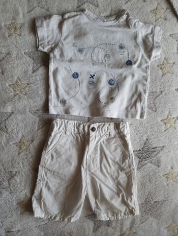 Short et tee shirt Manche  courte blanc et jaune