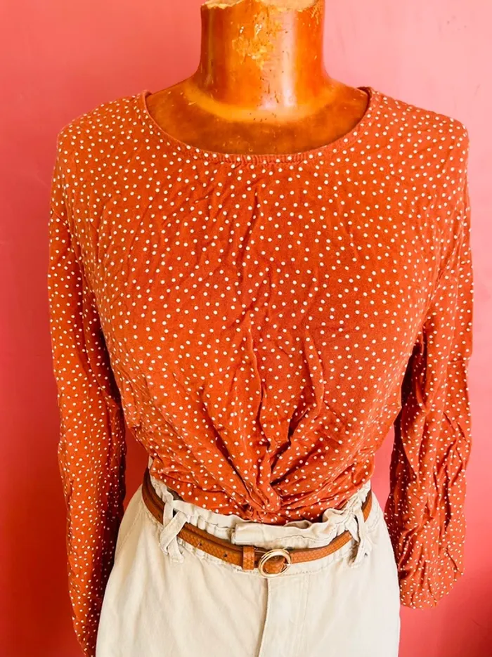Élégante petite blouse manches longues, à pois - photo numéro 3