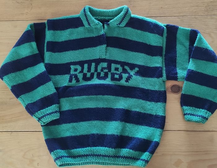 Pull tricoté main rugby
