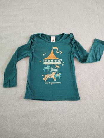 * T-shirt vert d'eau manches longues sequins T6A Palomino par C&A