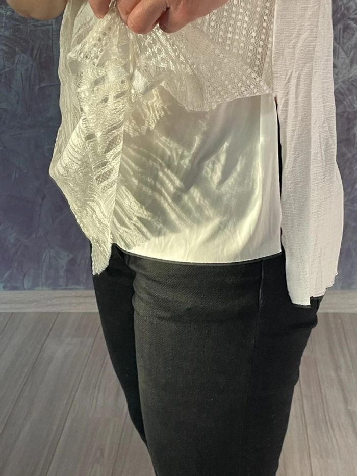 Superbe top Zara blanc cassé élégant dentelle - photo numéro 4