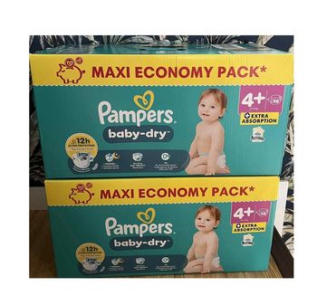 Lot de 2 maxi packs Pampers Baby-Dry taille 4+, soit 196 couches
