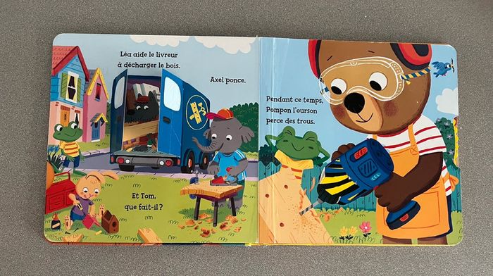Beau livre d’éveil bricolage avec tirettes et volets Pompon l’ourson Gallimard jeunesse - photo numéro 4