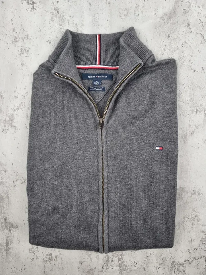 Veste zippée Tommy Hilfiger gris foncé – Taille XL Hommes (mesures en photos) - photo numéro 2