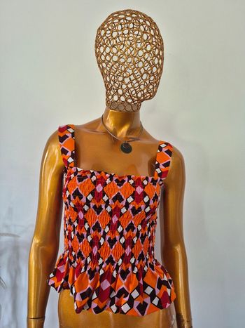 Top Plissé Rouge et Orange