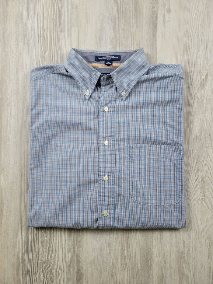 Chemise Tommy Hilfiger XL manches longues – carreaux bleu orange - photo numéro 2